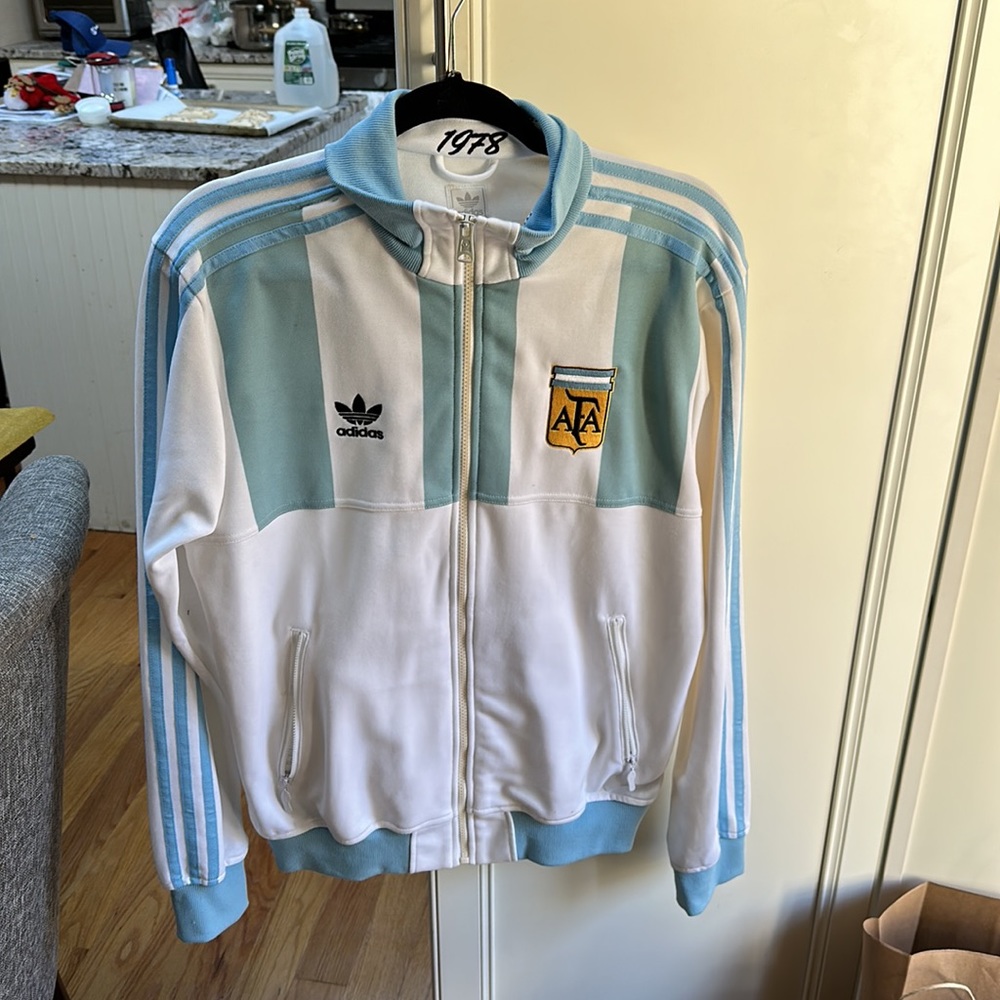 Adidas Originals Argentina soccer Track Suit style Jacket. World Cup Rare!!